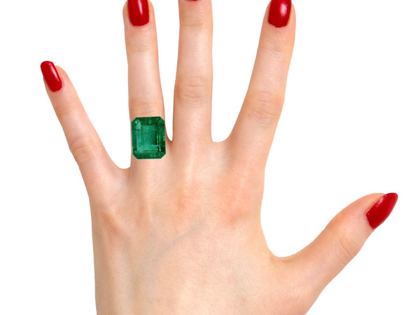 Large 13.78 Carat 16x13 Fine Natural Loose Zambian Emerald- Emerald Cut