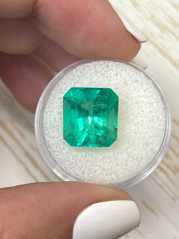 8.10 Carat 12.5x11.7 Vibrant Green Natural Loose Colombian Emerald-Asscher Cut