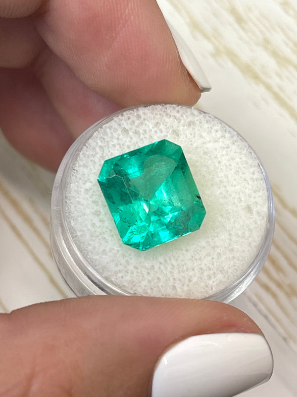 8.10 Carat 12.5x11.7 Vibrant Green Natural Loose Colombian Emerald-Asscher Cut