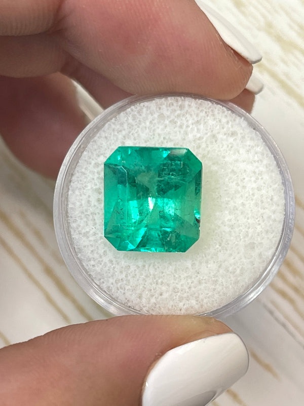 8.10 Carat 12.5x11.7 Vibrant Green Natural Loose Colombian Emerald-Asscher Cut