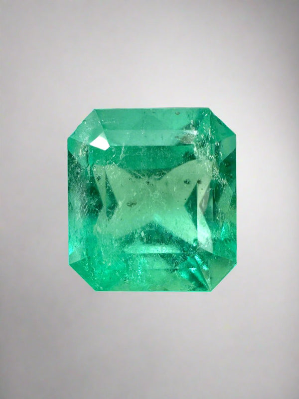 2.76 Carat 9x8 Yellowish Green Natural Loose Colombian Emerald- Asscher Cut