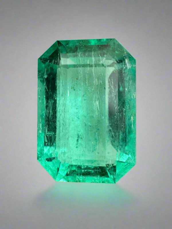 5.45 Carat 13x9 Bluish Green Natural Loose- Emerald Cut