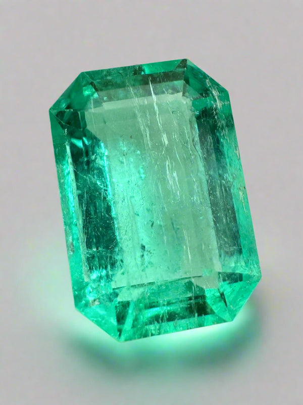 5.45 Carat 13x9 Bluish Green Natural Loose- Emerald Cut
