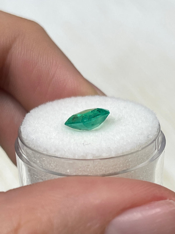 1.53 Carat 8x8 Rare Spready Yellowish Green Cut Natural Loose Colombian Emerald