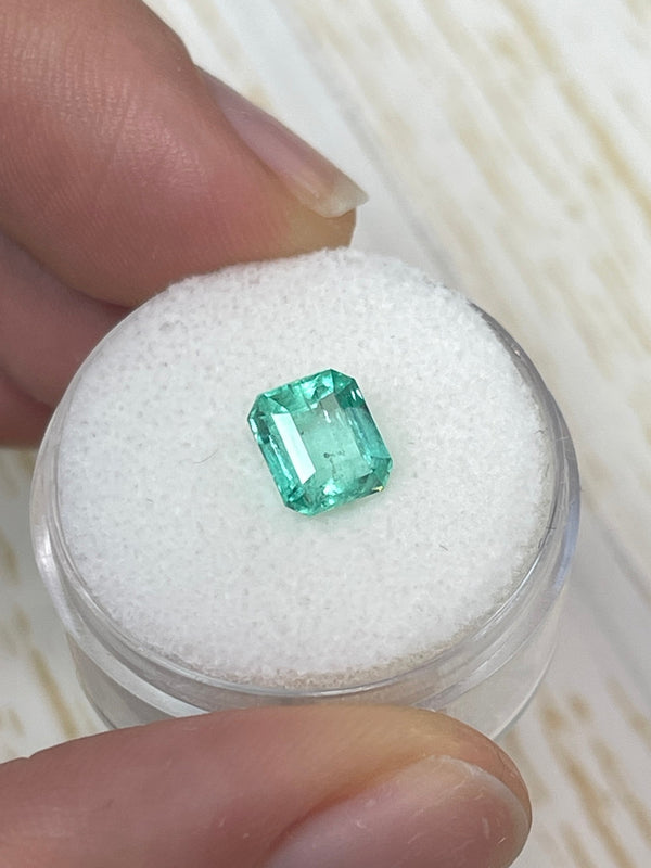 1.59 Carat 7x6 Pastel Green Natural Loose Colombian Emerald- Emerald Cut