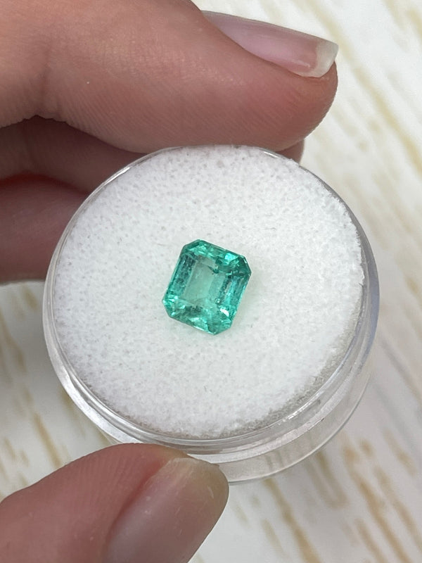 1.59 Carat 7x6 Pastel Green Natural Loose Colombian Emerald- Emerald Cut
