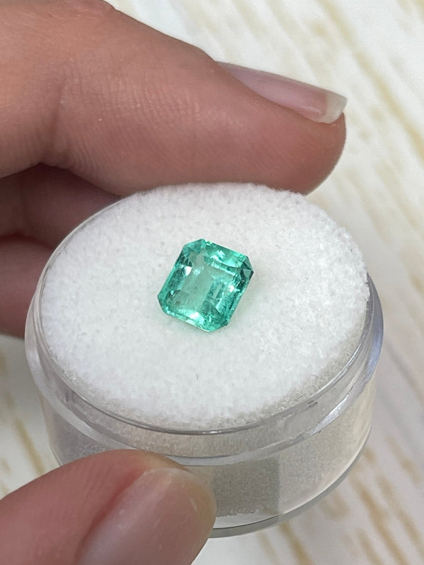 1.59 Carat 7x6 Pastel Green Natural Loose Colombian Emerald- Emerald Cut