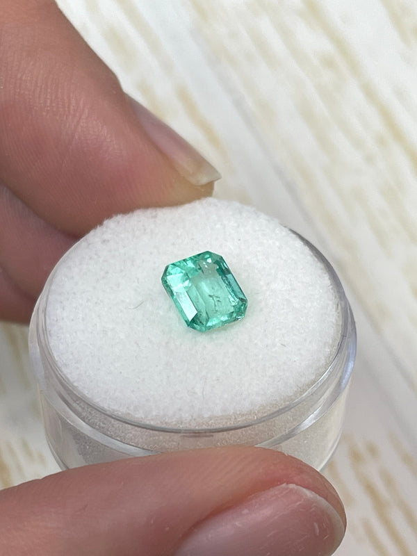 1.59 Carat 7x6 Pastel Green Natural Loose Colombian Emerald- Emerald Cut