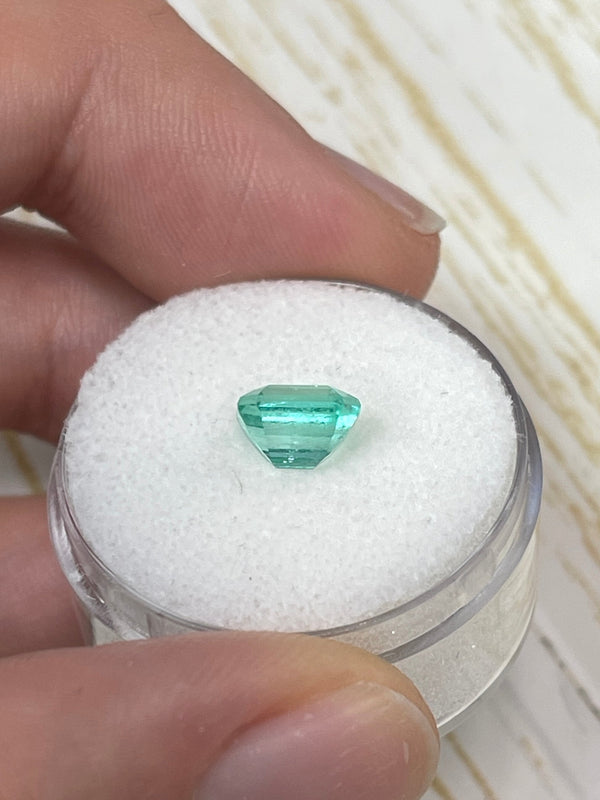 1.59 Carat 7x6 Pastel Green Natural Loose Colombian Emerald- Emerald Cut
