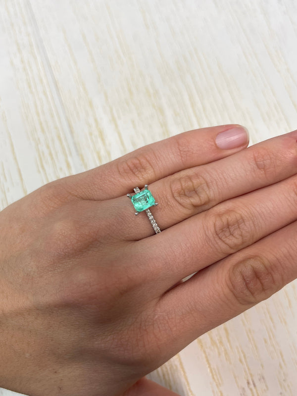 1.59 Carat 7x6 Pastel Green Natural Loose Colombian Emerald- Emerald Cut