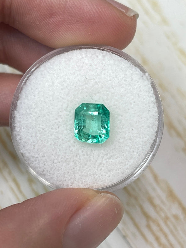 1.60 Carat 7.5x6.5 Pastel Light Green Loose Colombian Emeralds-Emerald Cut