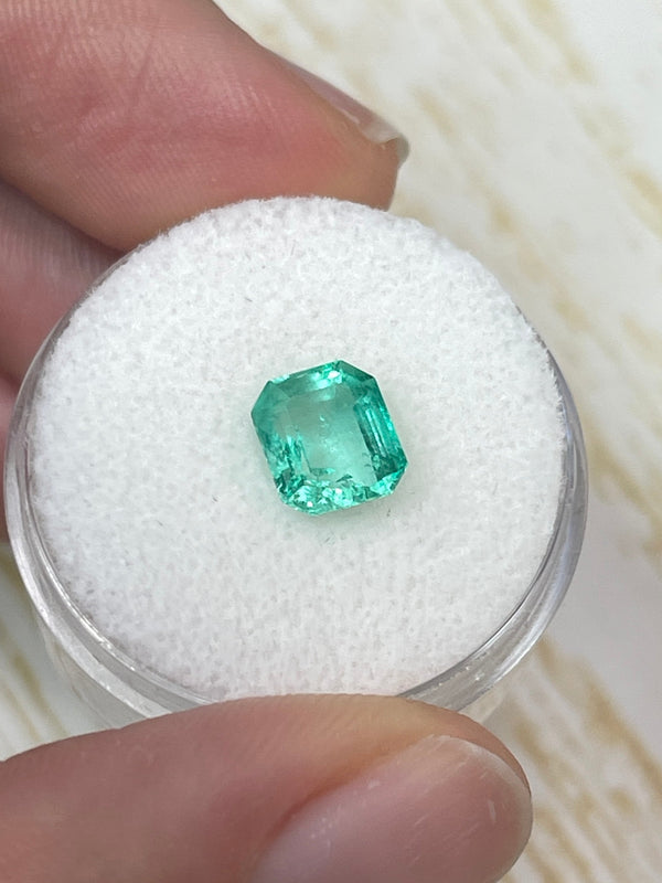 1.60 Carat 7.5x6.5 Pastel Light Green Loose Colombian Emeralds-Emerald Cut