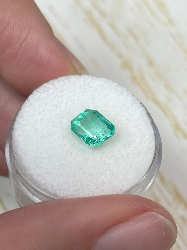 1.60 Carat 7.5x6.5 Pastel Light Green Loose Colombian Emeralds-Emerald Cut