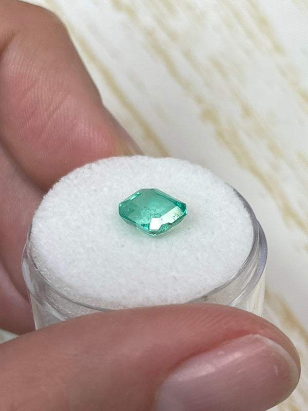 1.60 Carat 7.5x6.5 Pastel Light Green Loose Colombian Emeralds-Emerald Cut