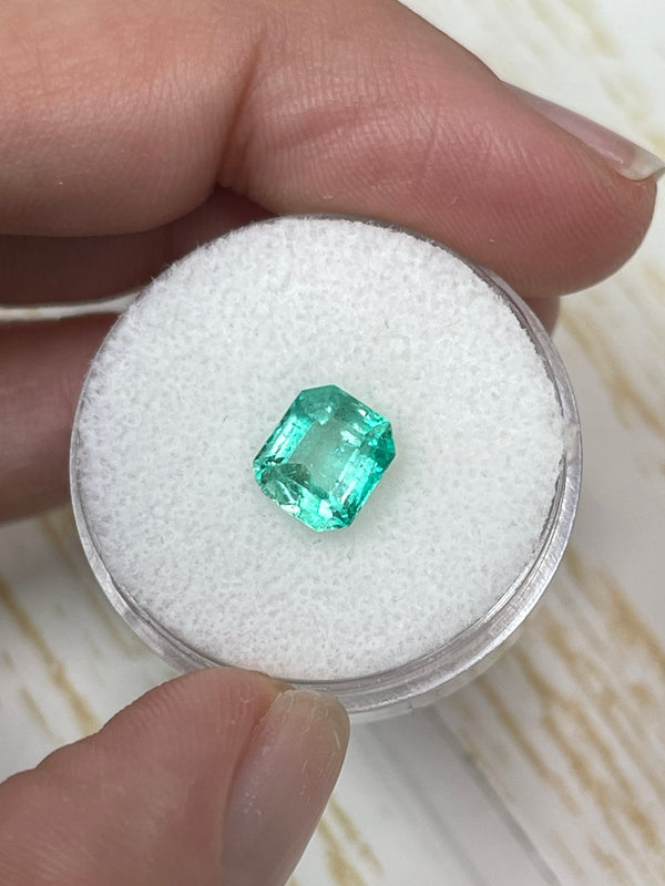 1.60 Carat 7.5x6.5 Pastel Light Green Loose Colombian Emeralds-Emerald Cut