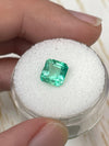 1.78 Carat 7.5x7 Chipped Limish Green Asscher Cut Natural Unset Colombian Emerald
