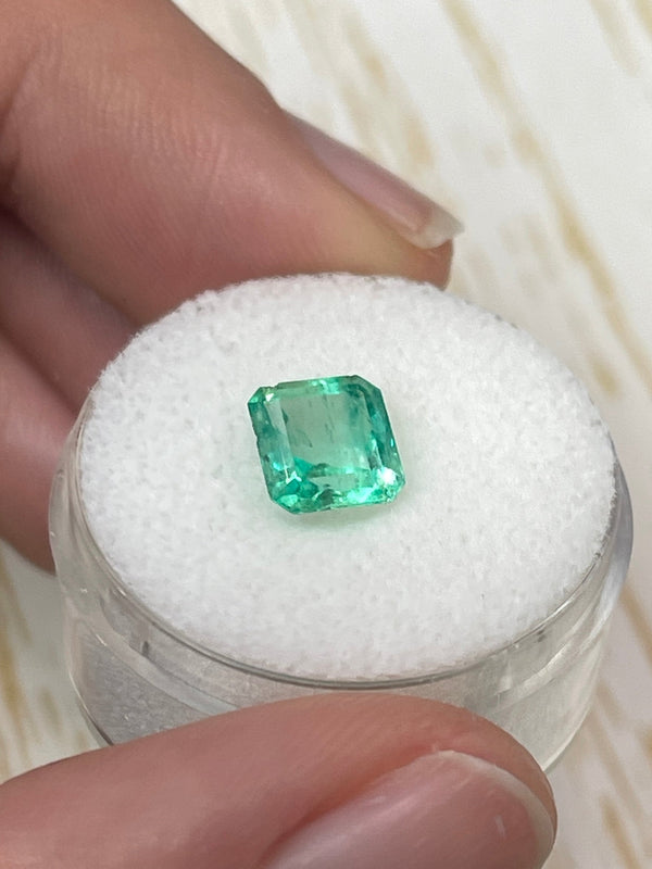 1.78 Carat 7.5x7 Chipped Limish Green Asscher Cut Natural Unset Colombian Emerald