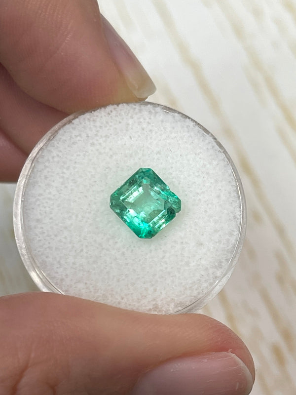 1.78 Carat 7.5x7 Chipped Limish Green Asscher Cut Natural Unset Colombian Emerald