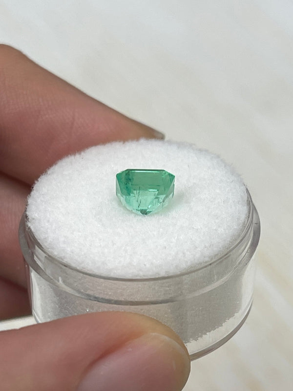 1.78 Carat 7.5x7 Chipped Limish Green Asscher Cut Natural Unset Colombian Emerald