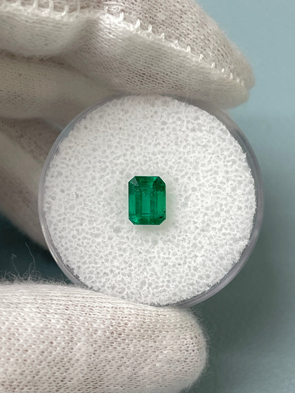 0.93 Carat 6.3x4.8 Fine Deep Green Natural Loose Zambian Emerald-Emerald Cut