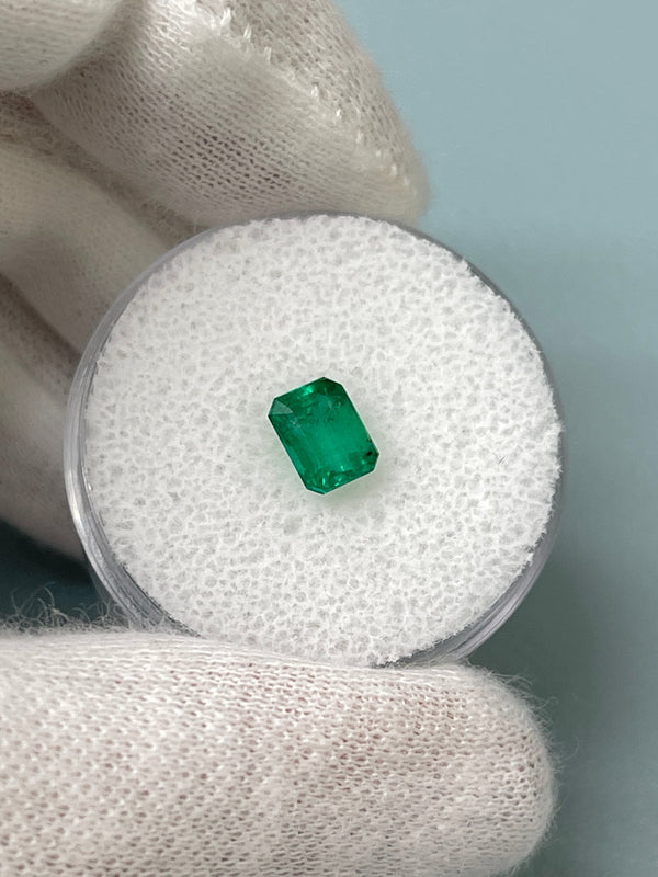 0.93 Carat 6.3x4.8 Fine Deep Green Natural Loose Zambian Emerald-Emerald Cut