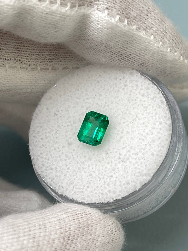 0.93 Carat 6.3x4.8 Fine Deep Green Natural Loose Zambian Emerald-Emerald Cut