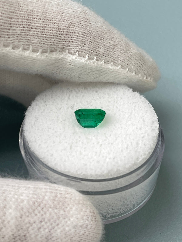 0.93 Carat 6.3x4.8 Fine Deep Green Natural Loose Zambian Emerald-Emerald Cut