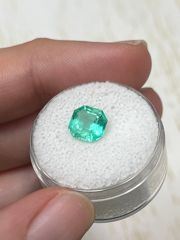1.87 Carat 8x8 Art Deco Medium Green Natural Loose Colombian Emerald- Asscher Cut