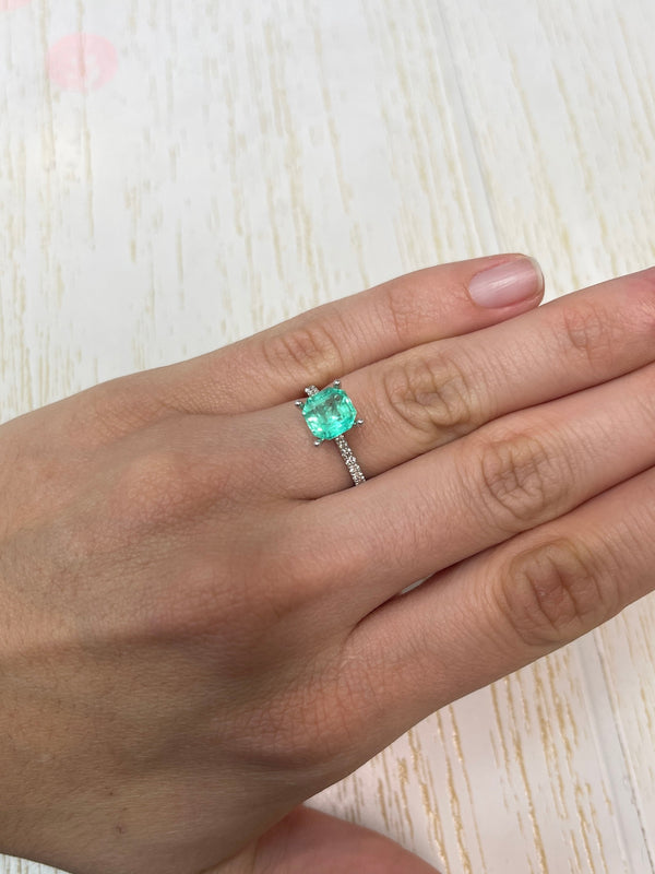1.87 Carat 8x8 Art Deco Medium Green Natural Loose Colombian Emerald- Asscher Cut