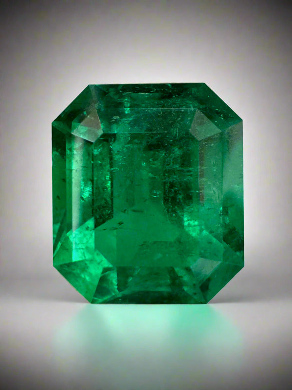 Large 12.81 Carat GRS Minor Oil Vivid Green Colombian Emerald-Loose
