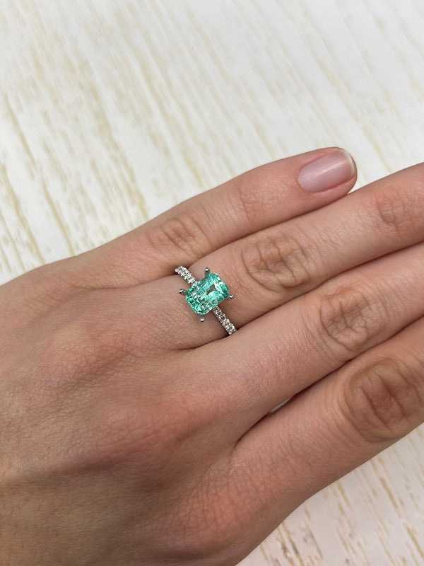 1.91 Carat 8x6 Ideal Astrological Green Natural Loose Colombian Emerald- Emerald Cut