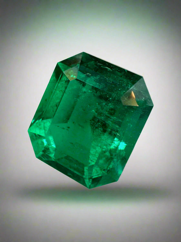 Large 12.81 Carat GRS Minor Oil Vivid Green Colombian Emerald-Loose