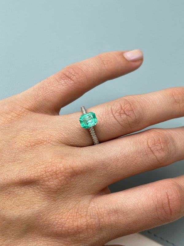 1.50 Carat 7.4x6.3 Eye Clean Emerald Cut Natural Unset Colombian Emerald