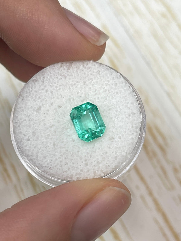 1.91 Carat 8x6 Bluish Green Natural Loose Colombian Emerald-Emerald Cut
