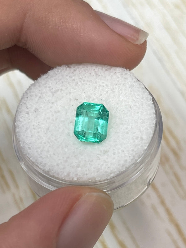 1.91 Carat 8x6 Bluish Green Natural Loose Colombian Emerald-Emerald Cut