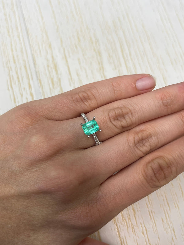 1.91 Carat 8x6 Bluish Green Natural Loose Colombian Emerald-Emerald Cut