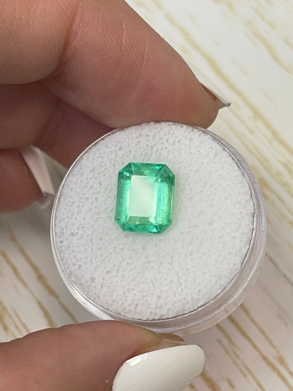2.62 Carat 9.5x8 Glowy Yellowish Green Natural Loose Colombian Emerald-Emerald Cut