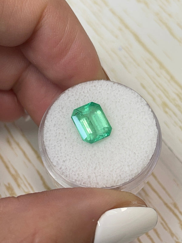 2.62 Carat 9.5x8 Glowy Yellowish Green Natural Loose Colombian Emerald-Emerald Cut
