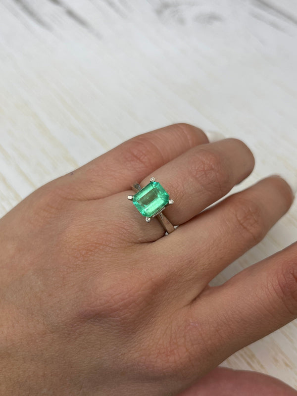 2.62 Carat 9.5x8 Glowy Yellowish Green Natural Loose Colombian Emerald-Emerald Cut