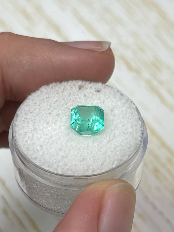 2.03 Carat 8x7 Eye Clean Bluish Green Emerald Cut Natural Unset Colombian Emerald