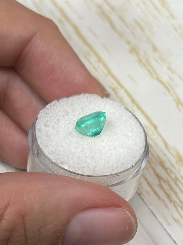 2.03 Carat 8x7 Eye Clean Bluish Green Emerald Cut Natural Unset Colombian Emerald