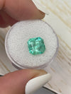 3.87 Carat 9x9 Glowy Light Green Loose Colombian Emerald-Asscher Cut with Clipped Corners