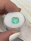 3.87 Carat 9x9 Glowy Light Green Loose Colombian Emerald-Asscher Cut with Clipped Corners