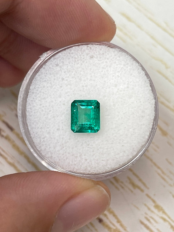 0.90 Carat 7x6 Vivid Green Natural Loose Colombian Emerald- Emerald Cut