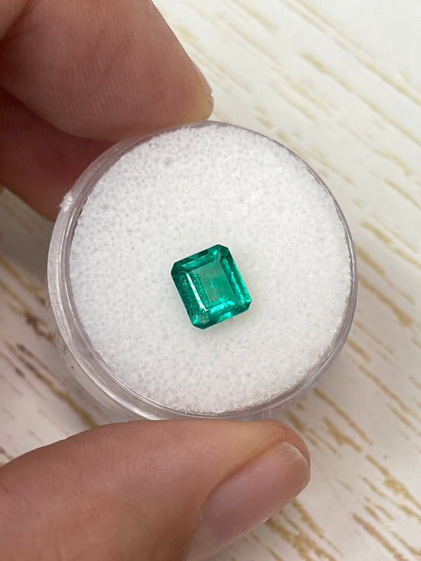 0.90 Carat 7x6 Vivid Green Natural Loose Colombian Emerald- Emerald Cut