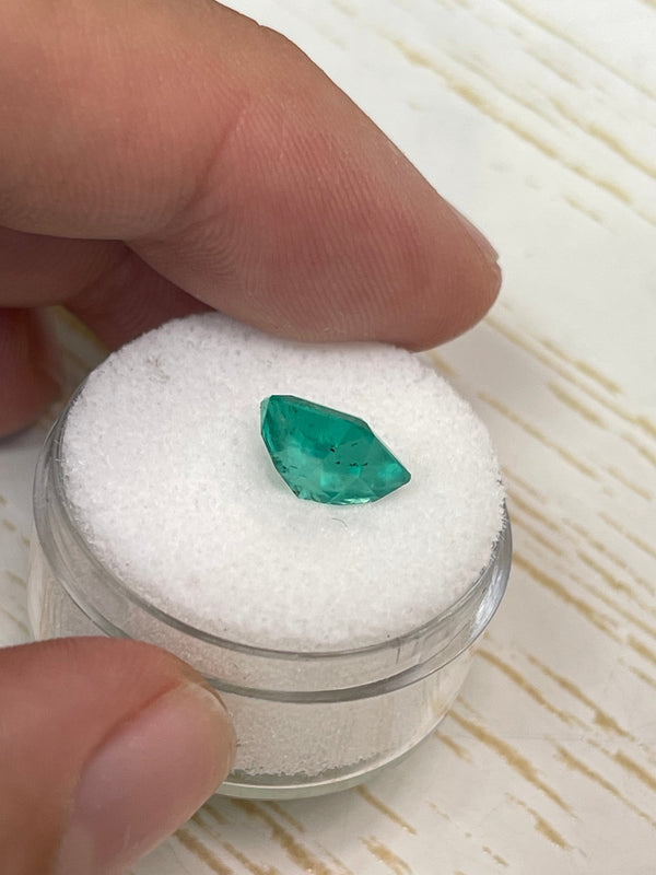 2.44 Carat Freckled 8.4x8.4 Bluish Green Natural Loose Colombian Emerald- Asscher Cut