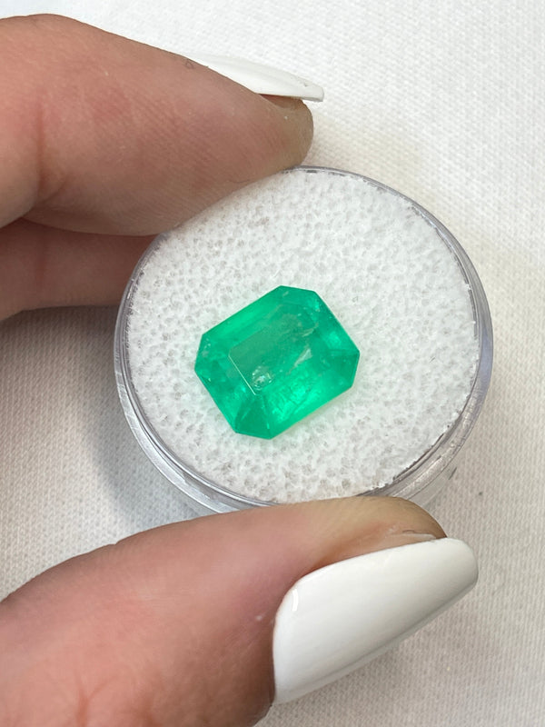 4.55 Carat 11x10 Neon Natural Loose Colombian Emerald-Emerald Cut