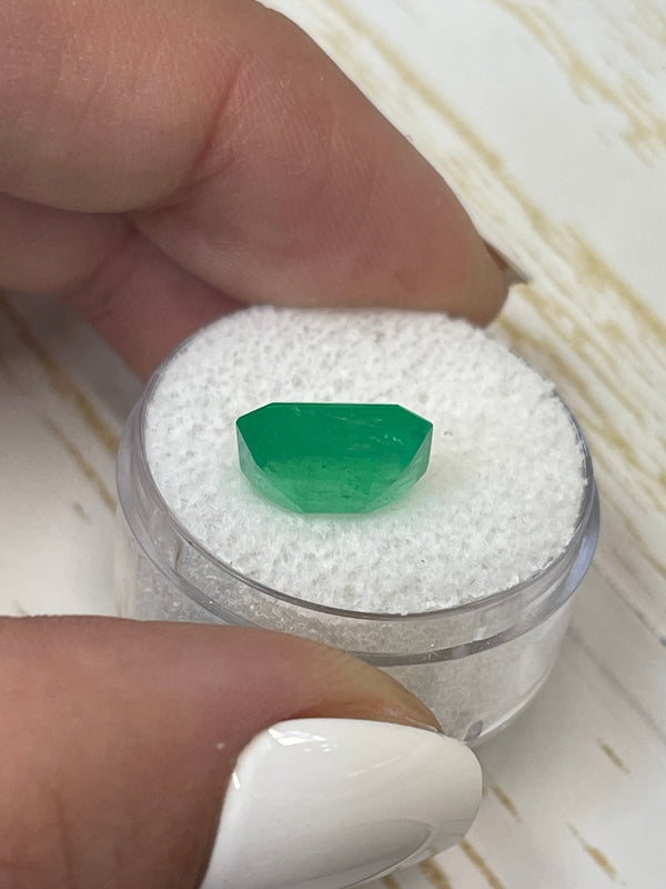 4.55 Carat 11x10 Neon Natural Loose Colombian Emerald-Emerald Cut
