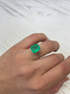 4.55 Carat 11x10 Neon Natural Loose Colombian Emerald-Emerald Cut