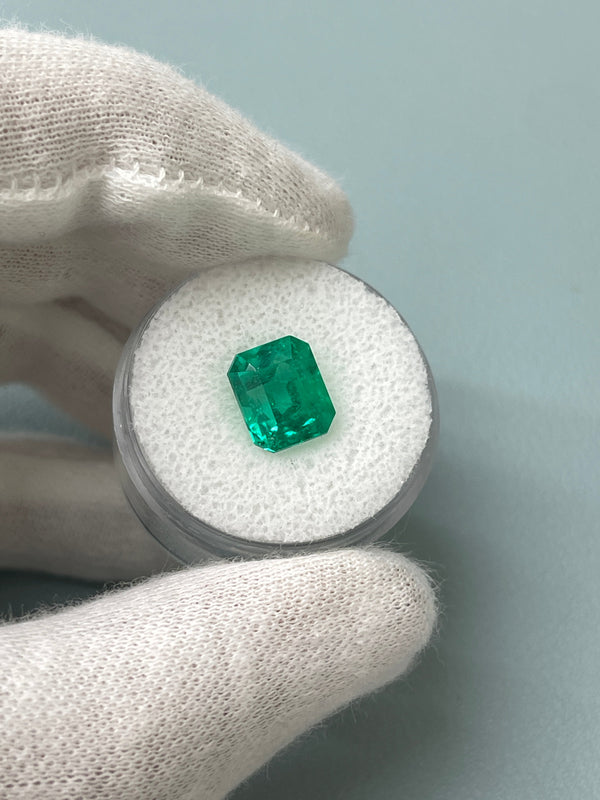3.43 Carat AAA+ Vivid Bluish Green Natural Loose Colombian Emerald-Emerald Cut